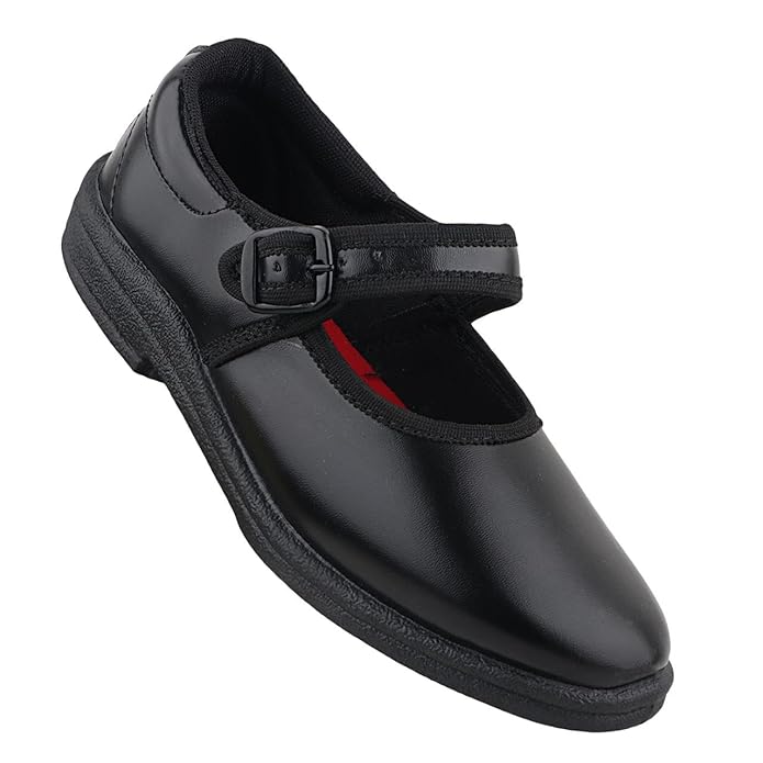 Shoegears Girls Black Buckle School Shoes