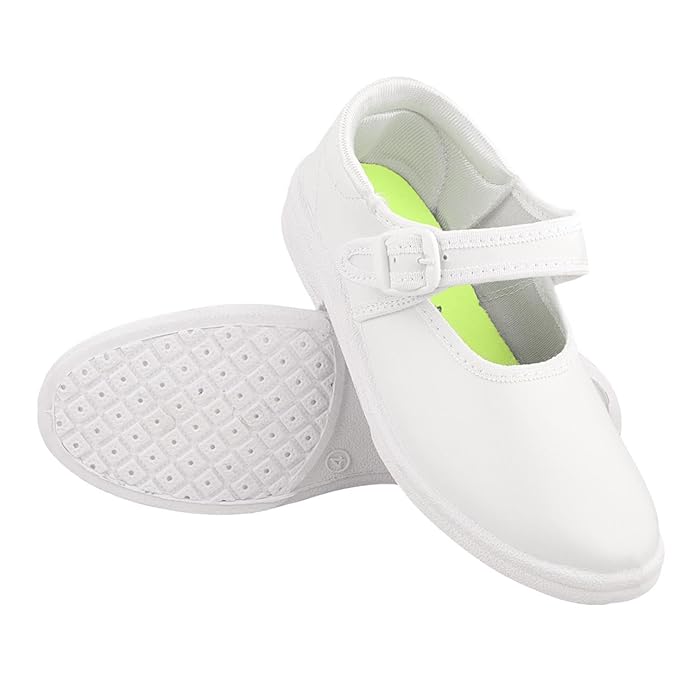Shoegears Girls White Buckle School Shoes